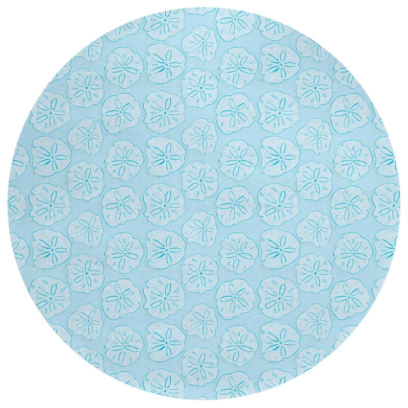 Indoor/ Outdoor Surfside Starfish Washable Rug New - Blue - 8' x 8'