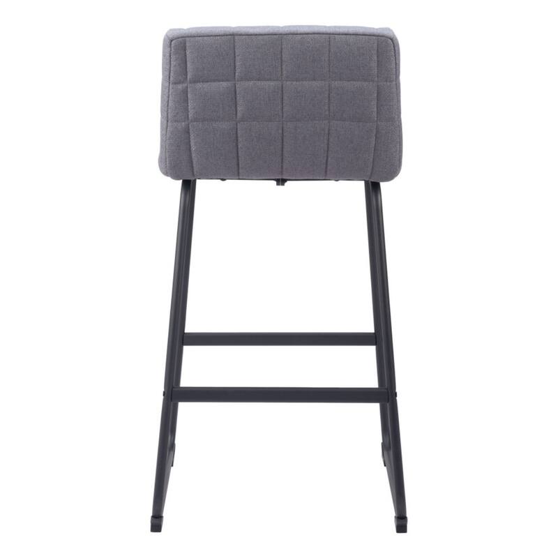 Set of 2 Armless Faux Leather Bar Stools with Tufted Seat and Sled Base for Living Room or Kitchen Island