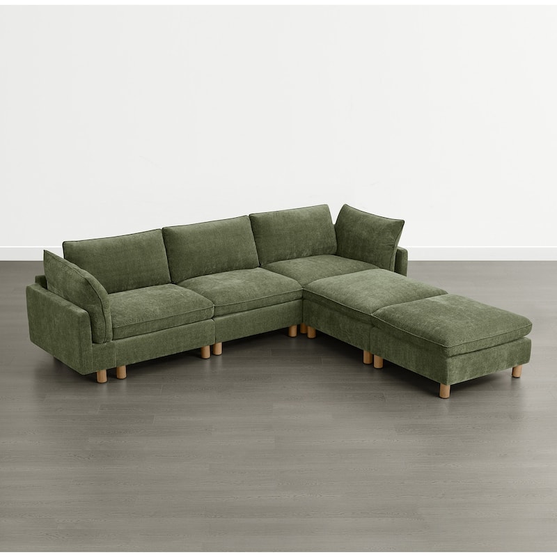 Spruce & Spring Modular Cloud Couch Sofa with Wood Legs for Living Room