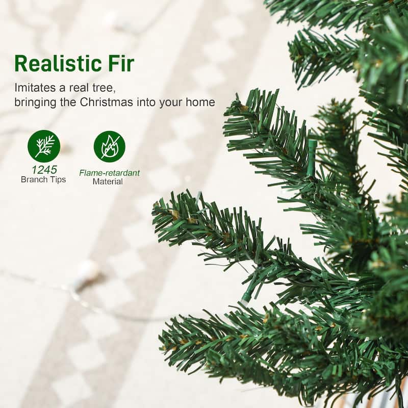 HOMCOM 7ft Prelit Xmas Tree: Colorful LED, Remote, 12 Modes, Timer, Slim Fir, Green