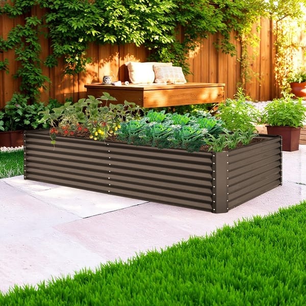 8undefined4undefined2 ft Galvanized Raised Garden Bed, Outdoor Planter Garden Boxes Large Metal Planter Box for Gardening Vegetables, Fruits - On Sale - Bed Bath & Beyond