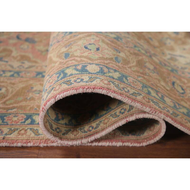 Traditional Mashad Persian Vintage Area Rug Hand-knotted Wool Carpet - 6'4" x 9'1"