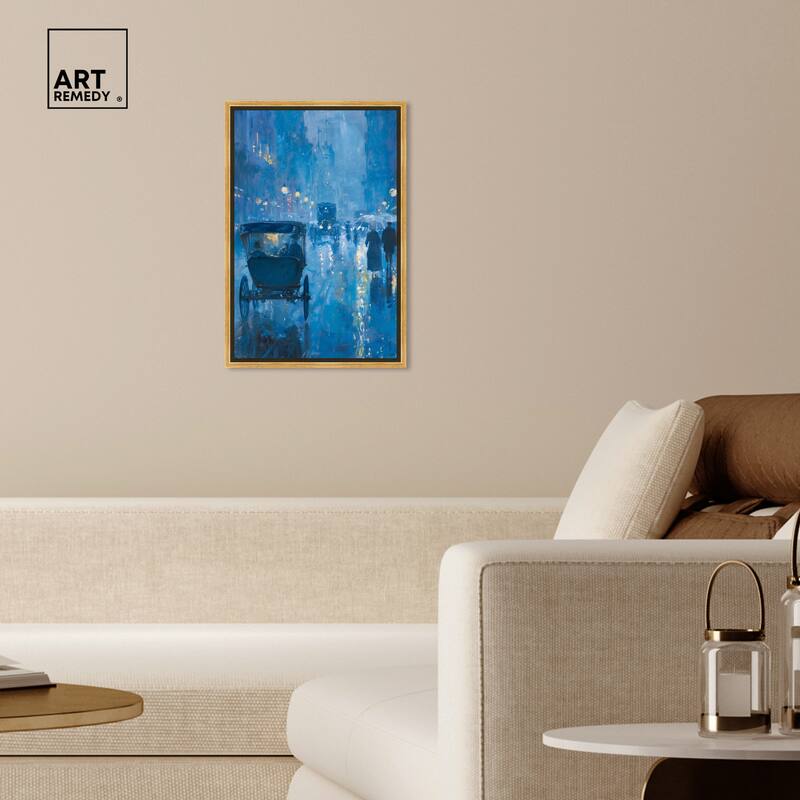 Art Remedy London Nights Framed Impressionism 1 Piece Canvas Wall Art /Monet And Van Gogh Inspired Art