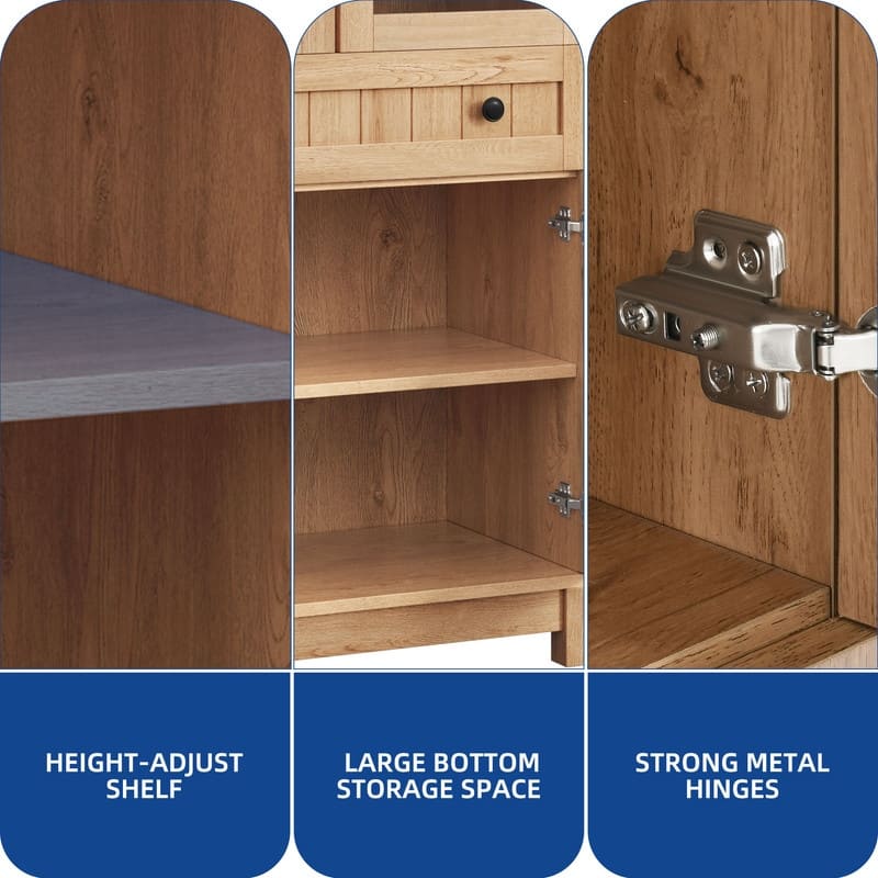 Moasis 71" Tall Farmhouse Arched Kitchen Pantry with Large Drawers And Adjustable Shelves