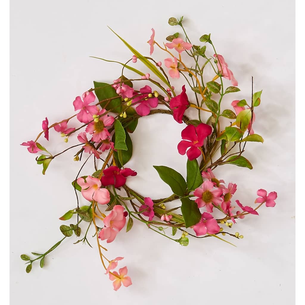 4.5" Pink Flower w/ Leaf Candle Ring - 11