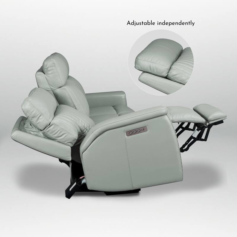 122''W 4-Seat Premium Genuine Leather triple-Power Sofa set with Zero Gravity, Adjustable Headrest & Lumbar Support