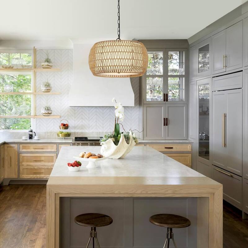 Rattan Farmhouse Chandelier Light Fixtures
