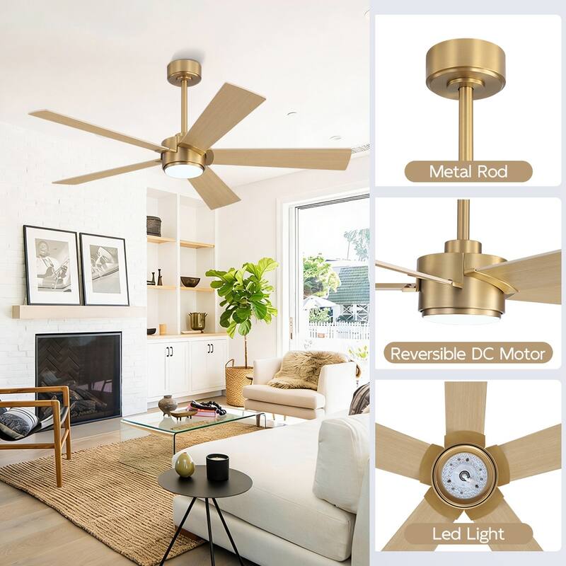 MLiAN 54 In. 5 Blades Indoor LED Ceiling Fan with Remote Control - 54"