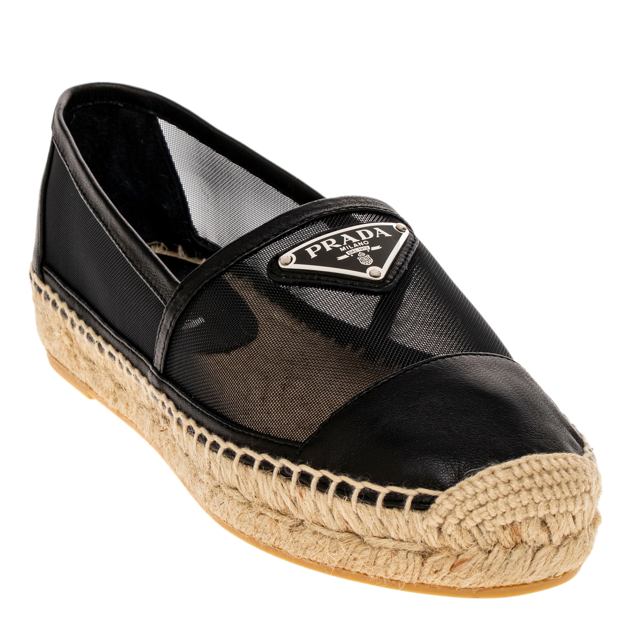靴・ブーツ・サンダルその他 PRADA Logo tringolo espadrilles Prada Triangle Logo Espadrilles with Mesh - Overstock - 43005308