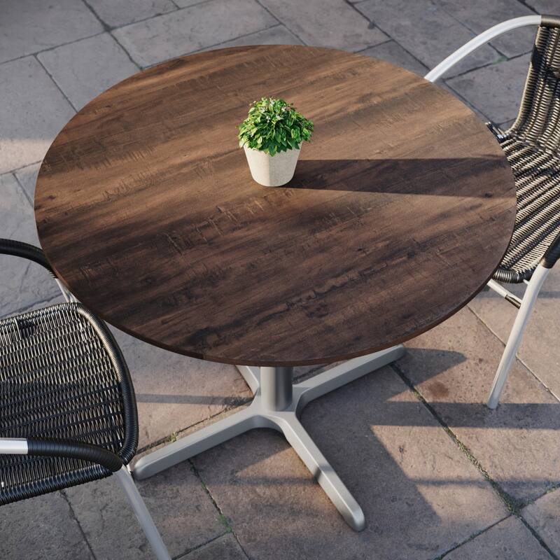 Commercial All-Weather HPL Tabletop with Crisscross Base - 36"W x 36"D x 31"H