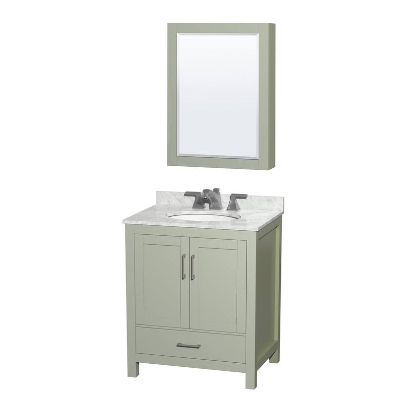 Wyndham Collection WCS141430SUNOMED Sheffield 30" Free Standing Single - Light Green / Brushed Nickel Hardware - Painted