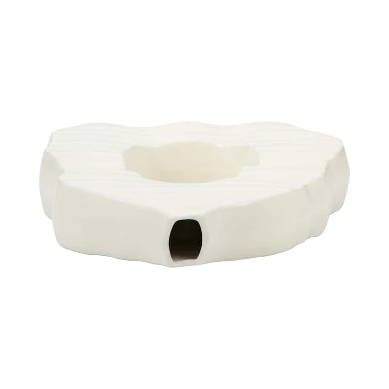 Sagebrook Home Ivory Ribbed Ceramic Open-cut Vase, Elegant Home Decor, Classic ivory palette for an elegant touch
