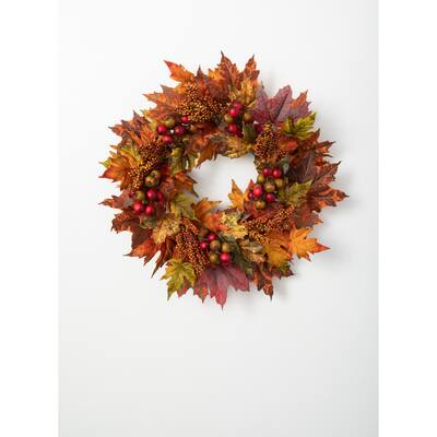 Sullivans Maple & Berry Artificial Wreath 24"H Orange - 24"L x 5.5"W x 24"H