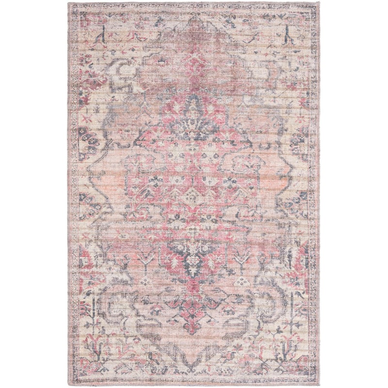 Transitional Pria Collection Area Rug - 3'11"x6' - Beige-Pink