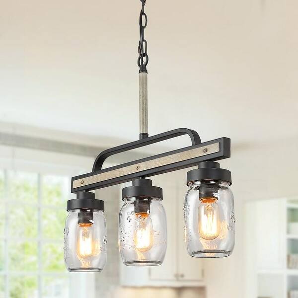 Mason Jars 3 Light Island Chandelier Antique Black Pipe Pendant L22 X W3 9 X H25 5 On Sale Overstock 28150896