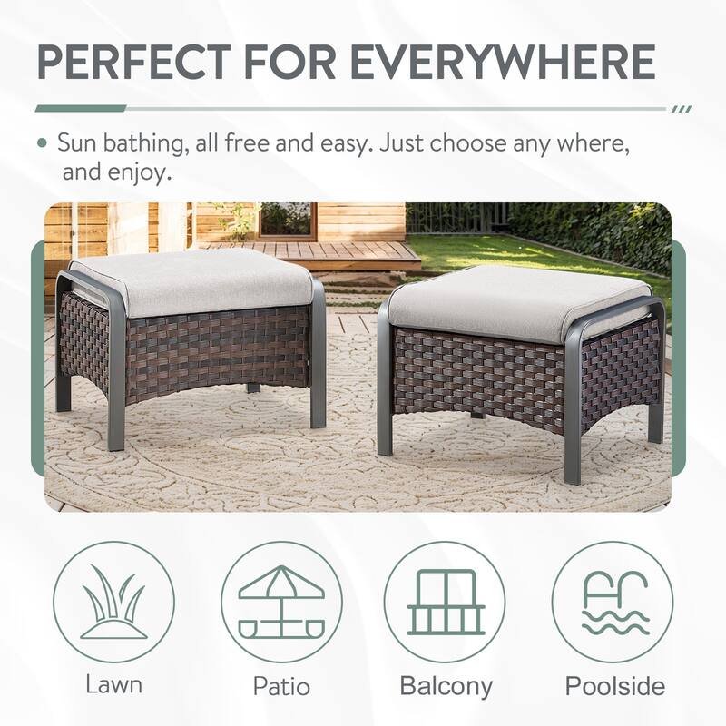 Patio Furniture Outdoor 3 Seater Sofa with Ottoman Set