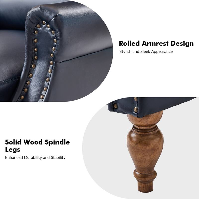 Terri Traditional Vegan Leather Manual Push Back Recliner by HULALA HOME