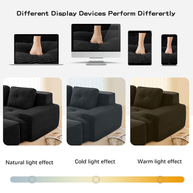 153" Modular Corduroy Sectional Sofa, U-Shaped Couch with Ottoman