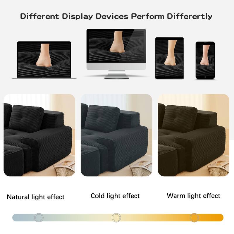 Modern U-Shaped Corduroy Sectional Sofa Couch with Removable Ottoman