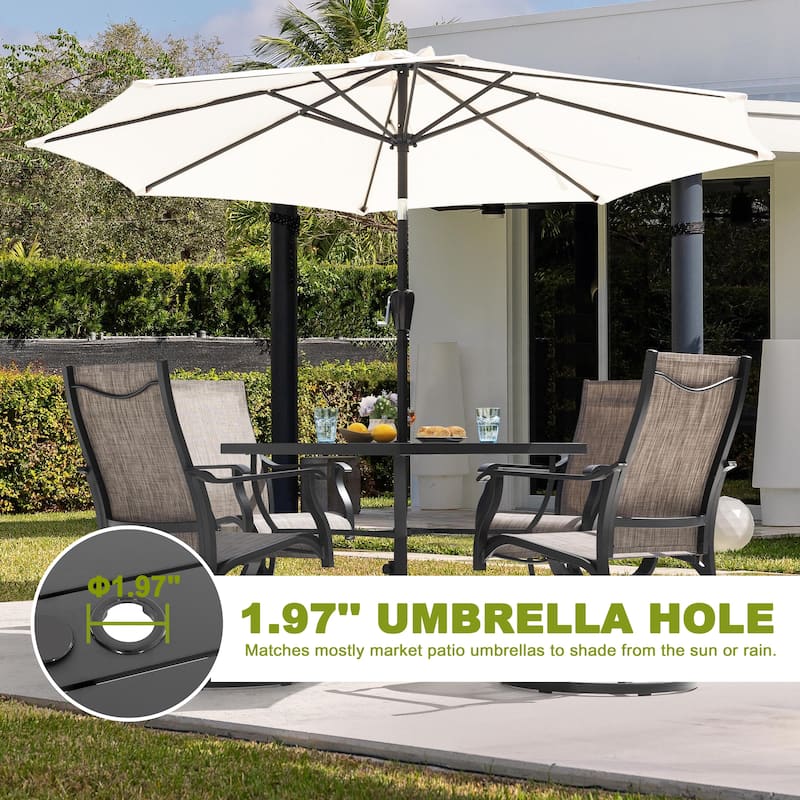 Patio 5-Piece Aluminum Dining Set with Textilene Swivel Chairs