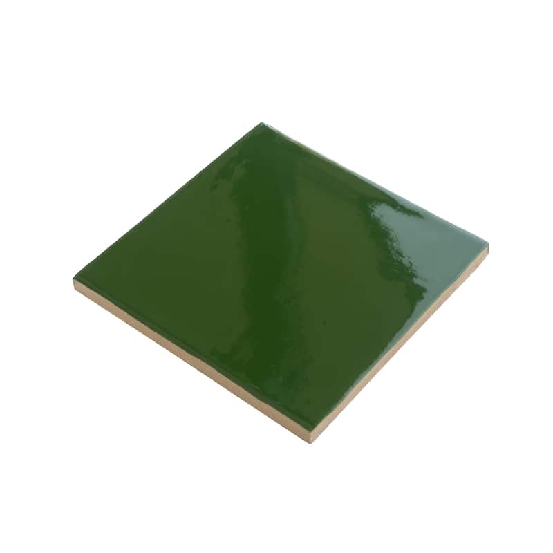 Apollo tile 6" x 6" Terralis Glossy Deep Forest Green Porcelain Tile (4.65 sq ft/case) - 19 Pack