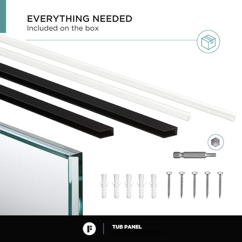 Full Frame Fixed Tub Clear Tempered Shower Glass Panel