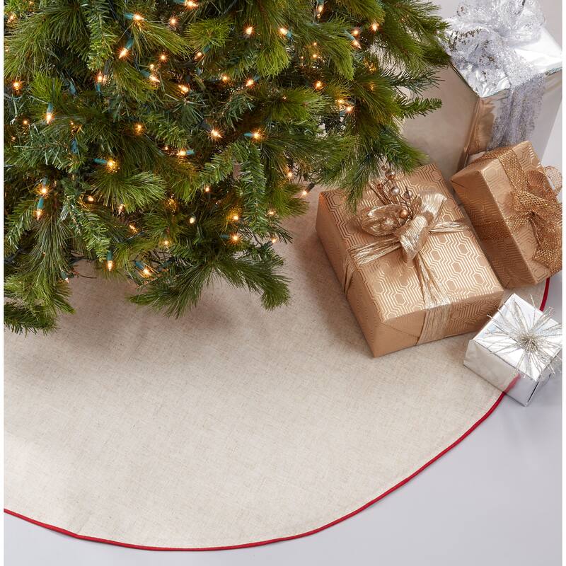 Linen Blend Decorative Christmas Tree Skirt