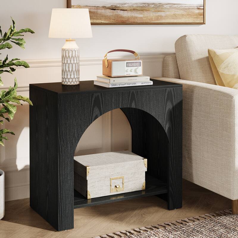 Farmhouse Nightstand with Storage, Large Wooden Bedside Table