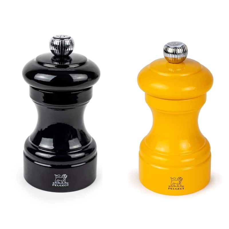 Peugeot Bistro Pepper and Salt Mill Set - 10cm - 4in. - Black and Saffron Yellow