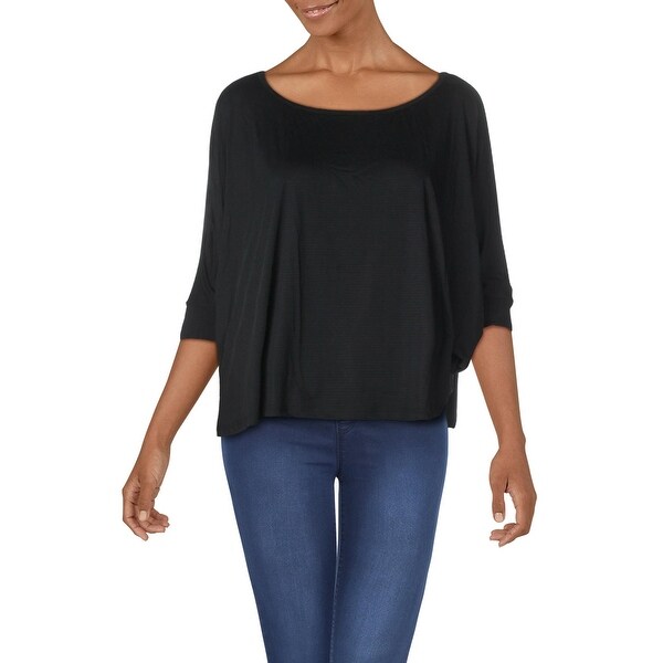 Splendid Women's Striped Oversized 3/4 Sleeve Activewear Fitness Crop Top. Opens flyout.