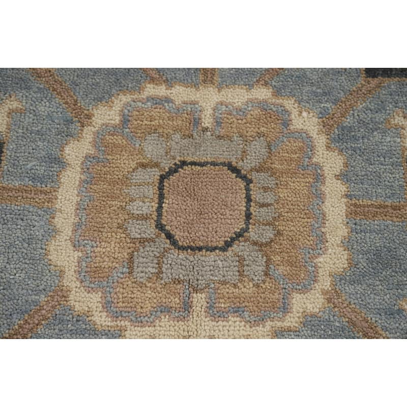Light Blue Floral Oushak Indian Rug Handmade Traditional Wool Carpet - 9'3" x 11'9"