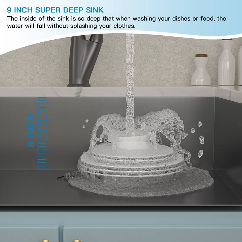 Lordear 30/33/36 in. Farmhouse Single Bowl Zero Radius Corner 18 Gauge