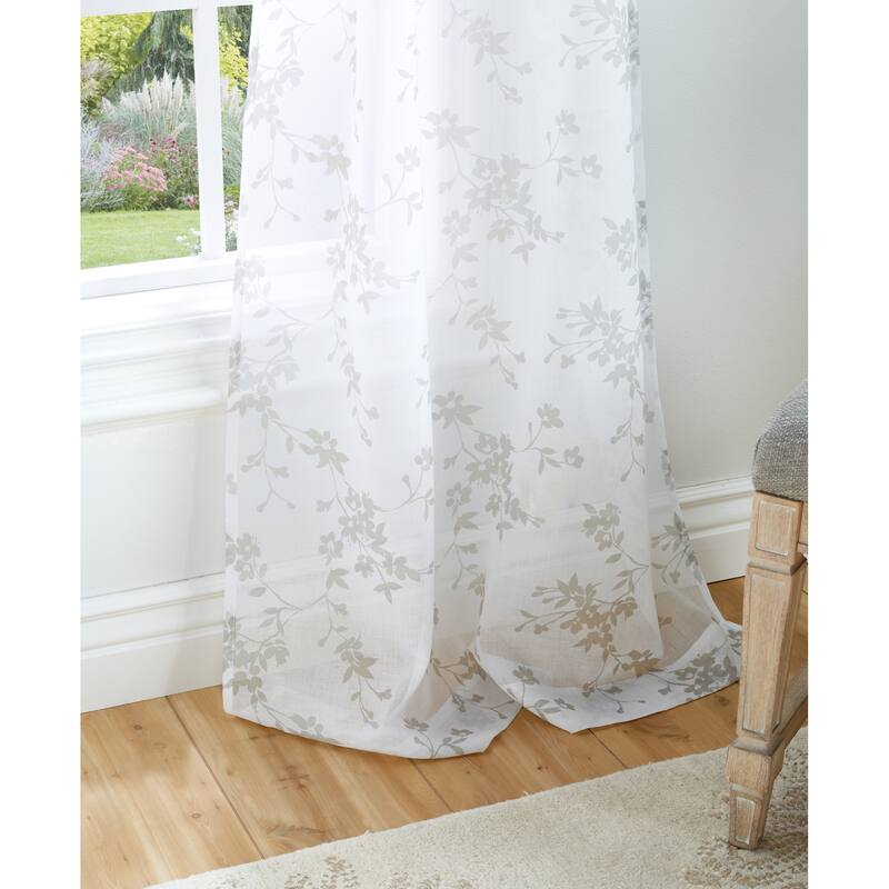 Martha Stewart Bellefield Floral Sheer Rod Pocket Curtain Panel Pair