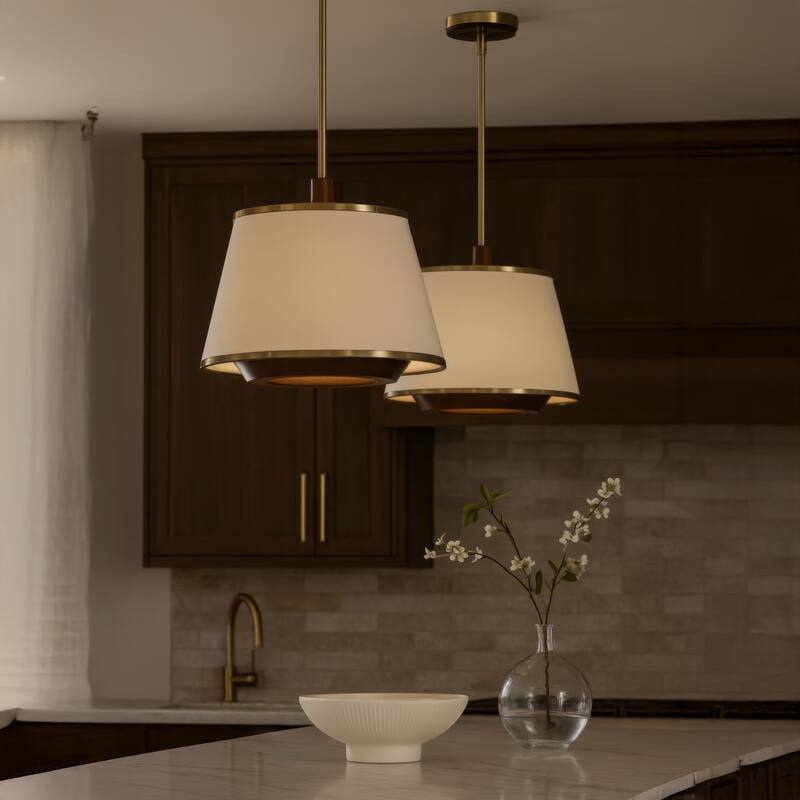 Varaluz Desert Flyer 3-Light Convertible Pendant/Semi-Flush - Satin Brass/Medium Walnut