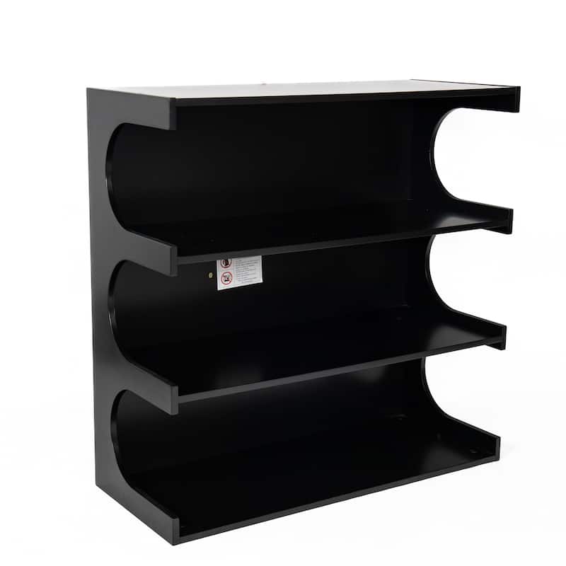 Black MDF 4 Tier Bookshelf Storage Cabinet Convertible Coffee Table - 36" L x 15" W x 36" H - Black