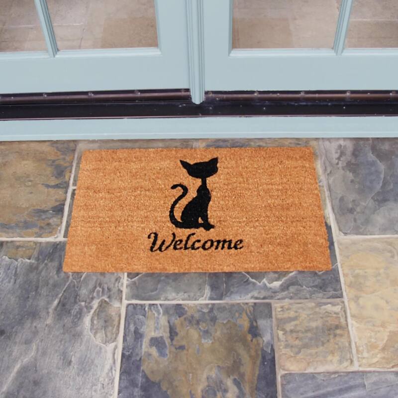 Rubber-Cal Welcome "Adorable Cat" Doormat Kit - 18" x 30" - 2 Door Mats