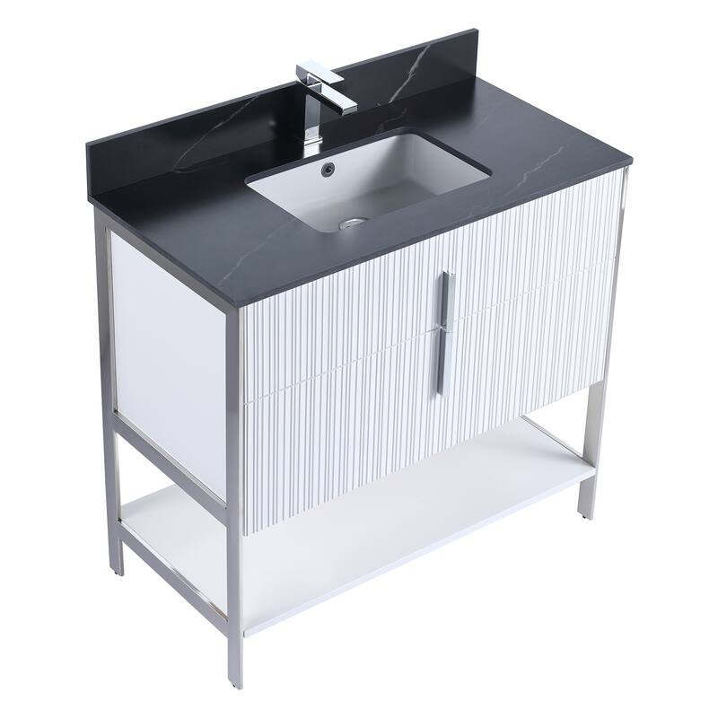 Fine Fixtures Serenity Modern Bathroom Vanity with Black Sintered Stone Top