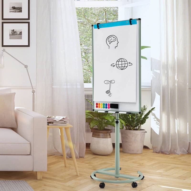 Costway Mobile Whiteboard 40" x 26" Height Adjustable Magnetic Dry - See Details