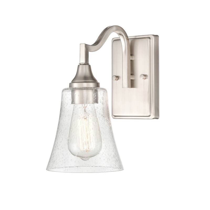 Millennium Lighting Caily 1 Light Wall Sconce in Brushed Nickel or Matte Black with Seeded Glass Shade
