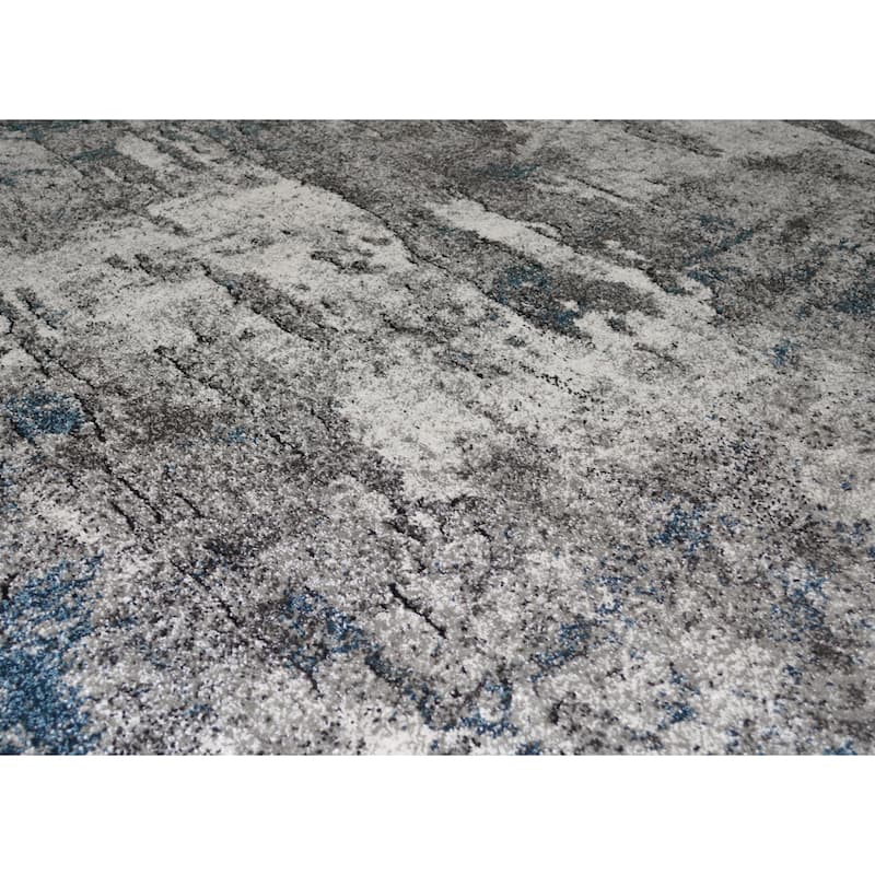 Synergy Cream Blue Contemporary Stylish Abstract Area Rug