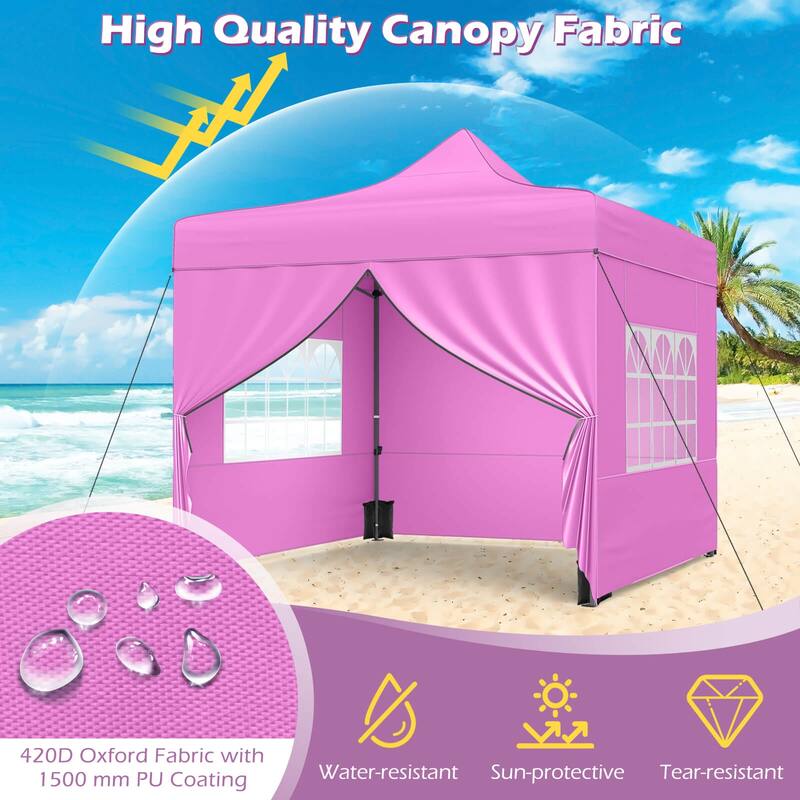 Costway 10 x 10 FT Pop up Canopy Tent with 4 Removable Sidewalls,