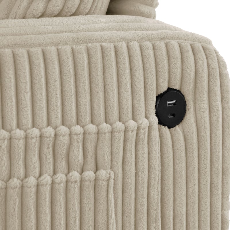 DH BASIC Modern Chenille Sofa with Cup Holders and USB Ports by Denhour