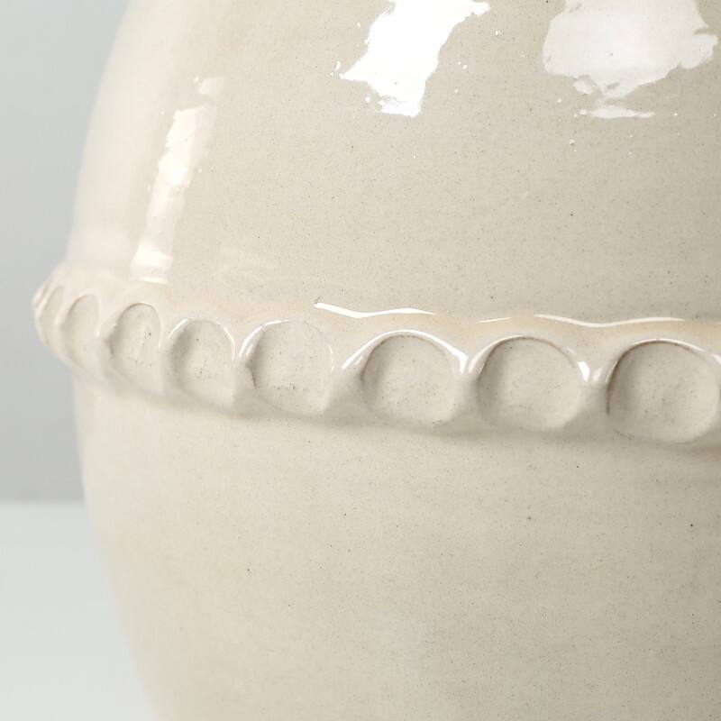 Approx. 11" High Off Whtie Ceramic Vase with Lace Decoration