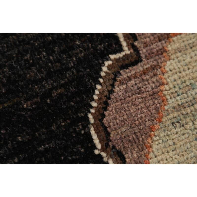 Hand Knotted Oriental 100% Wool Carpet Transitional All-Over Black Oushak Area Rug - 12' 5'' X 9' 0''