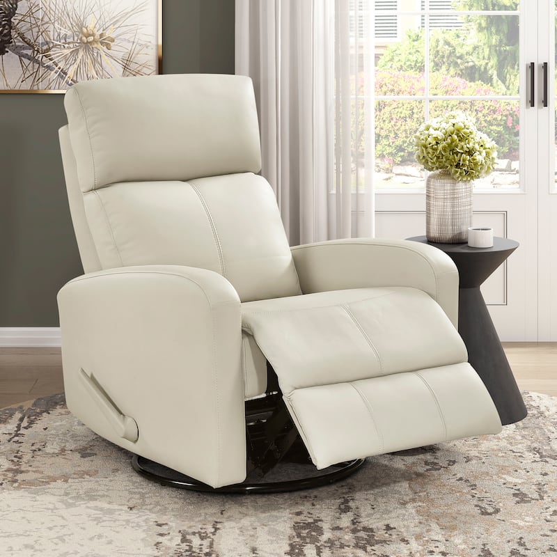 Creek 31.5" Leather Manual Swivel Glider Recliner - 360-Degree Swivel