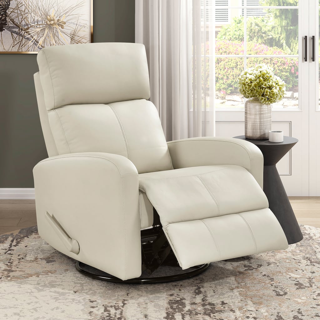 Creek 31.5" Leather Manual Swivel Glider Recliner - 360-Degree Swivel