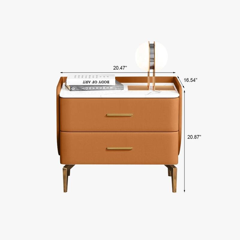 20" Modern Bedroom Nightstand with 2 Drawers, Bedside End Tables
