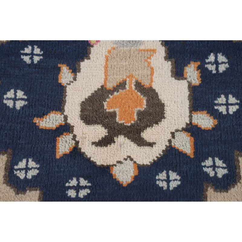 All-Over Floral Beige Oushak Oriental Area Rug Handmade Wool Carpet - 9'1" X 11'9"