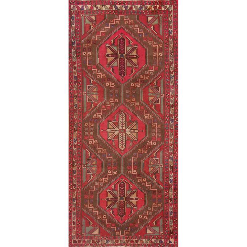 Meshkin Persian Vintage Area Rug Handmade Wool Carpet - 4'8" x 10'6"
