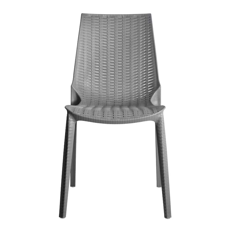 Kent Modern Rattan-Style Stackable Lightweight Dining Chair for Patio and Garden